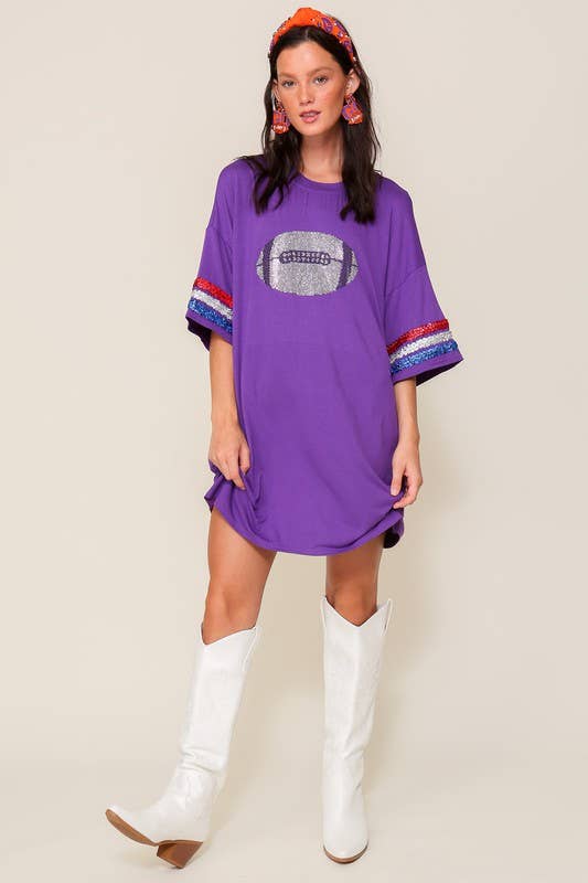 Oversized Game Day Bedazzled Football Tee