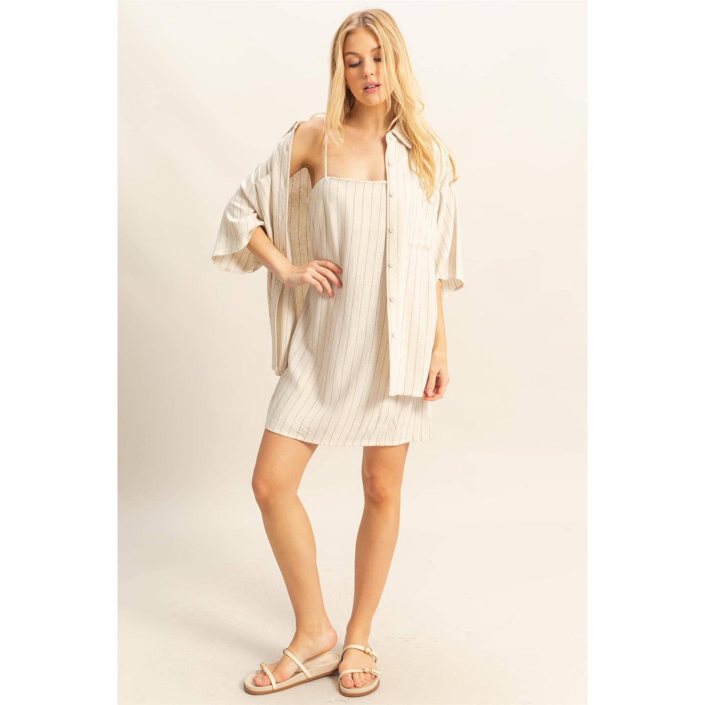 Stripe Shirt And Dress Set