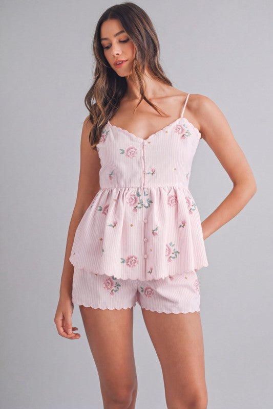 Embroidered Cami & Short Set