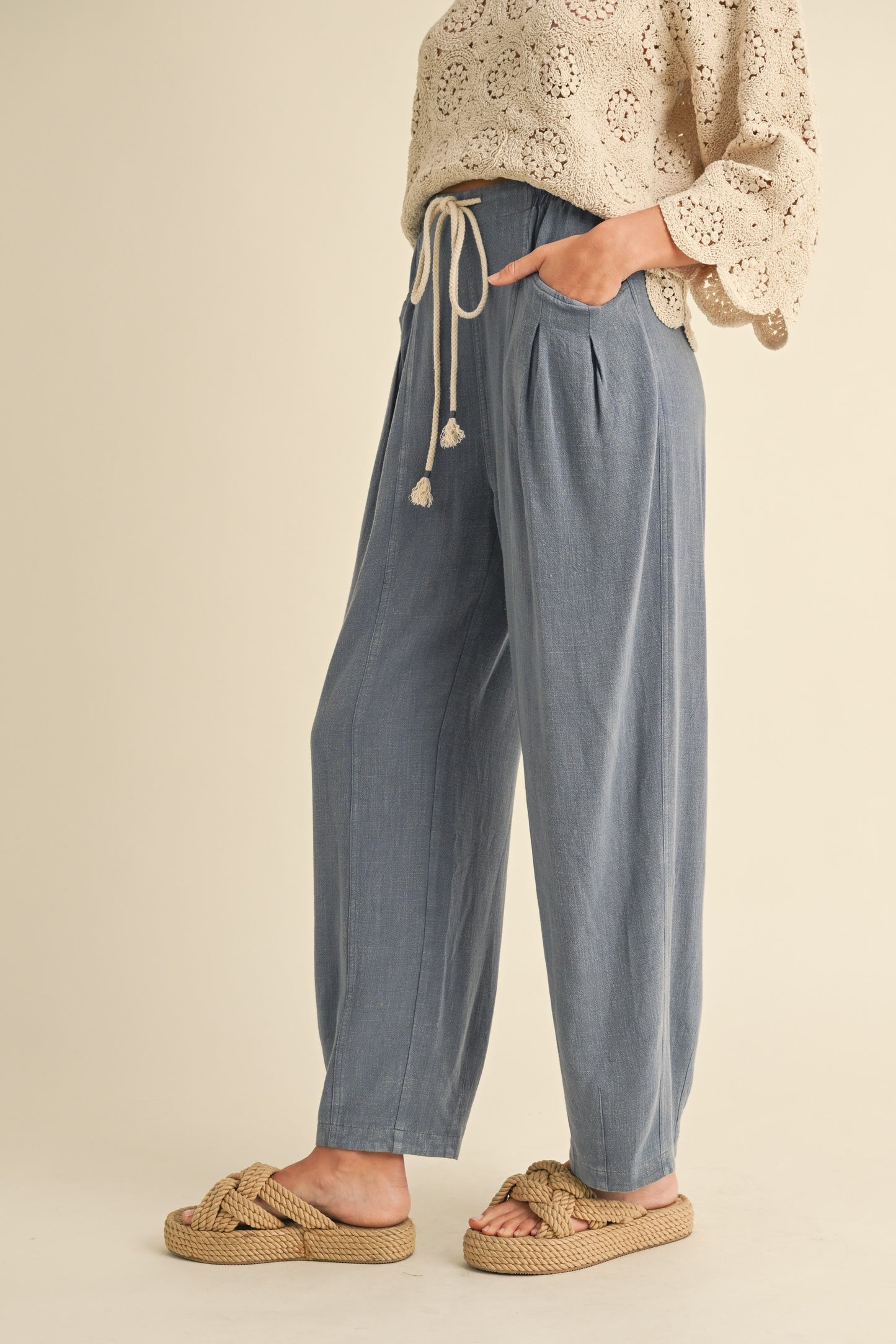 Linen Barrel Pants