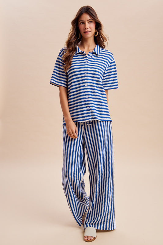 Striped Waffle Knit Pant Set