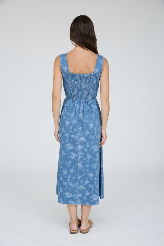 FLORAL JACQUARD MIDI DRESS