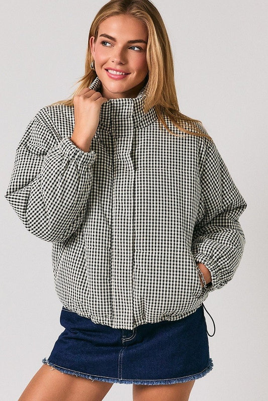 GINGHAM PUFFER JACKET
