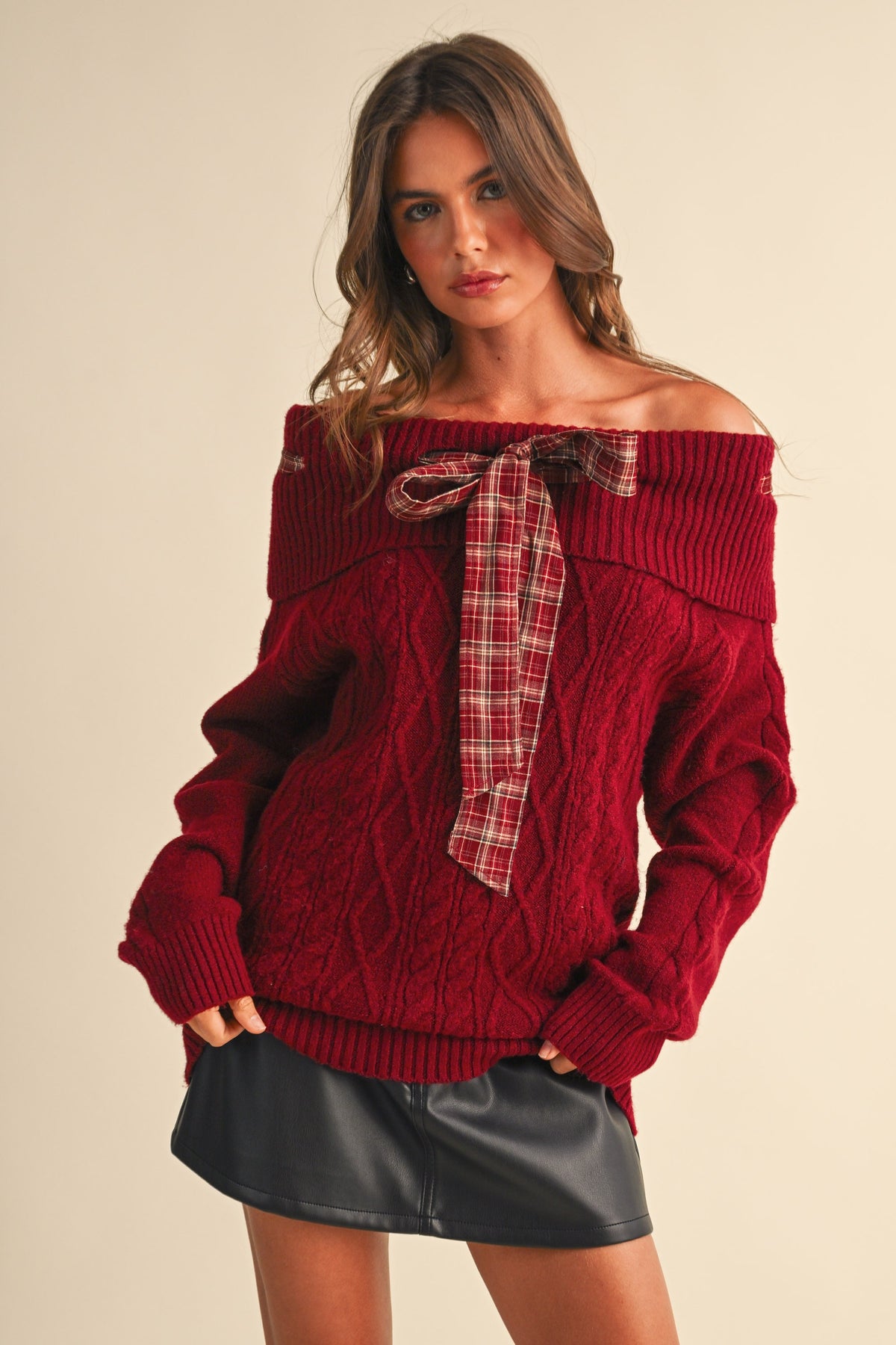 TARTAN BOW SWEATER