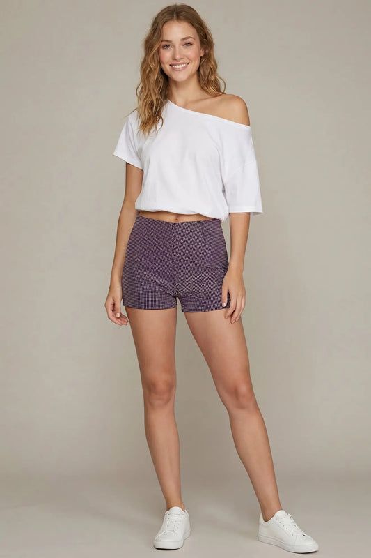 STUDDED KNIT SHORTS