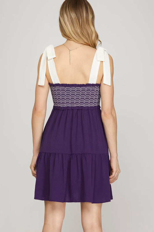 SHOULDER TIE MINI DRESS