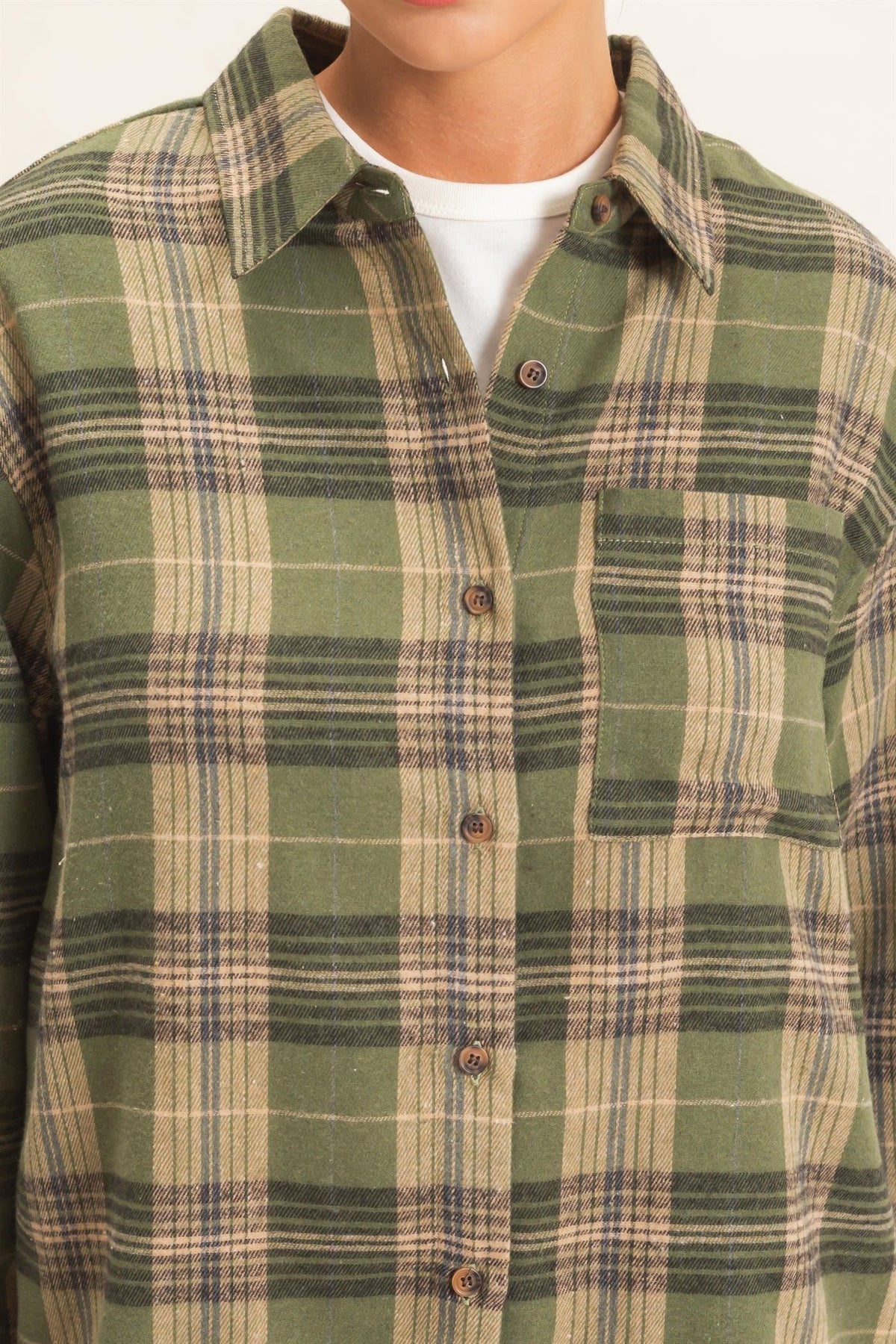 PLAID LONG SLEEVE BUTTON UP