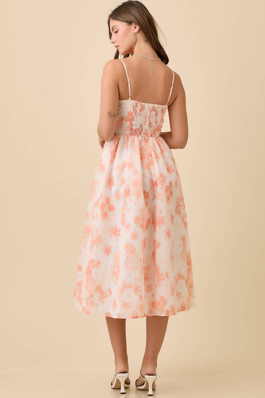 Bustier Corset Midi Floral Printed Dress