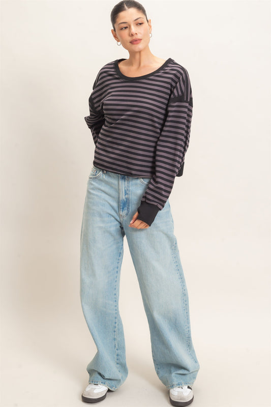 STRIPED OPEN BACK TOP