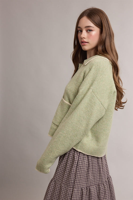 CONTRAST TRIM CARDIGAN