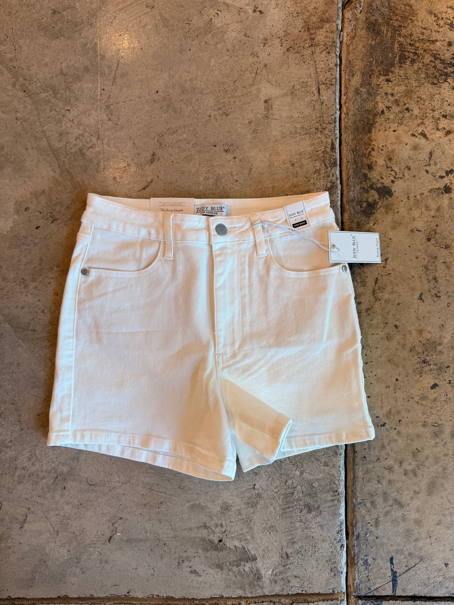 Judy Blue High Waisted White Slim Short