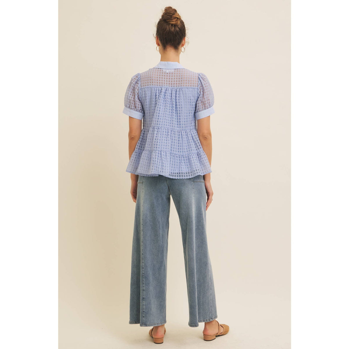 SUMMER VERANDA SHEER ORGANZA TIERED BLOUSE