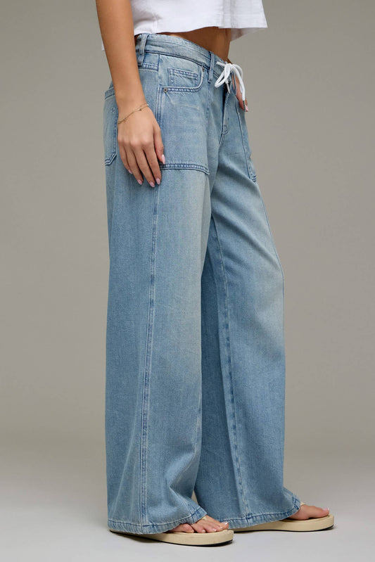 Vintage Super Soft Drawstring Mid Rise Wide Leg
