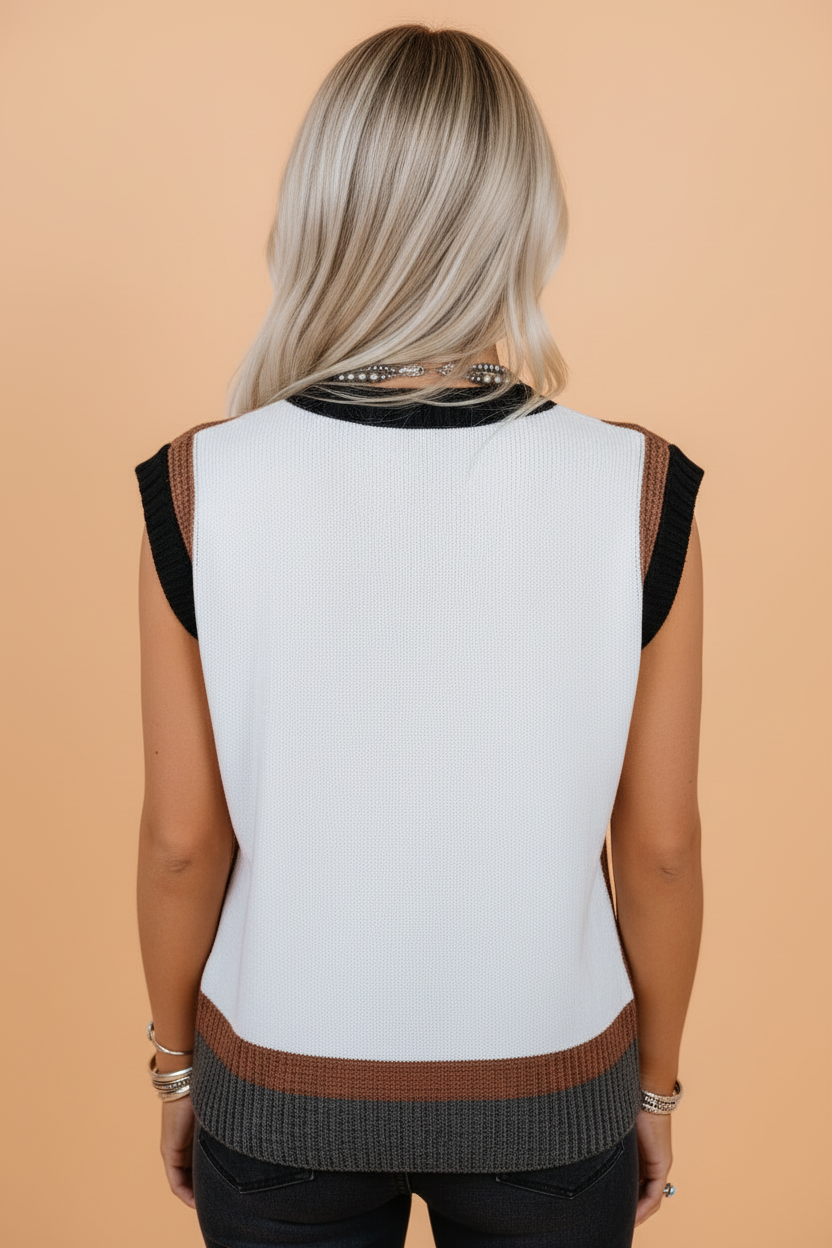 Western Horse Colorblock Sweater Top