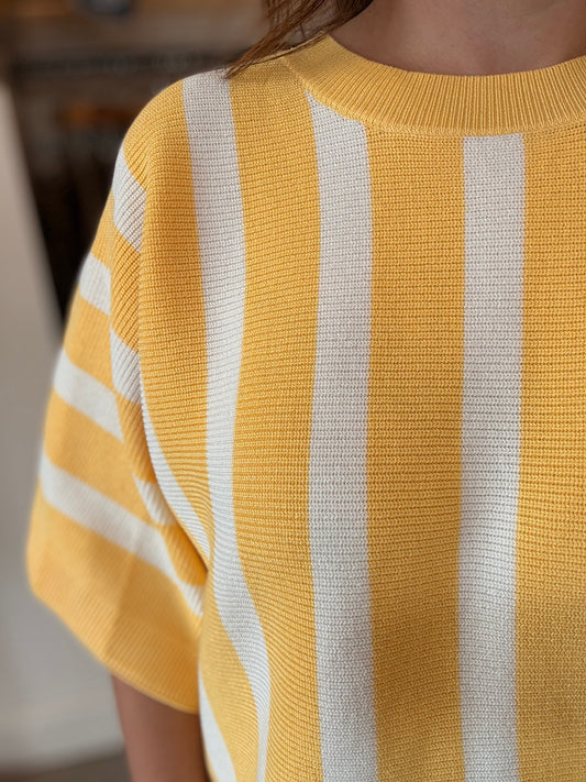 Yellow Stripe Knit Top