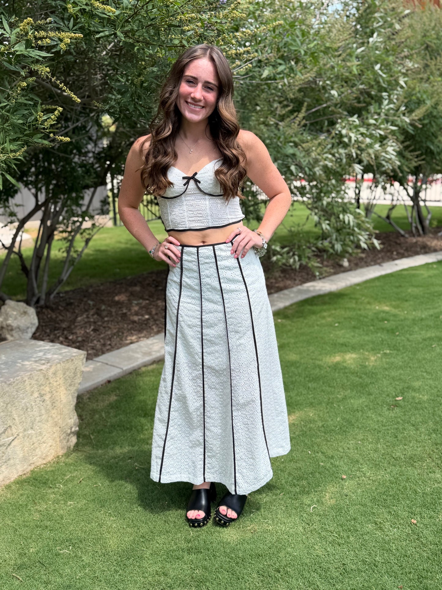 Eyelet Maxi Skirt Set