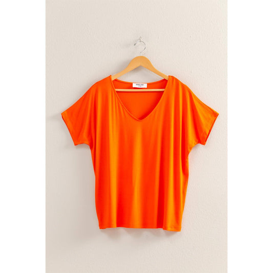 V Neck Dolman Short Sleeve Top
