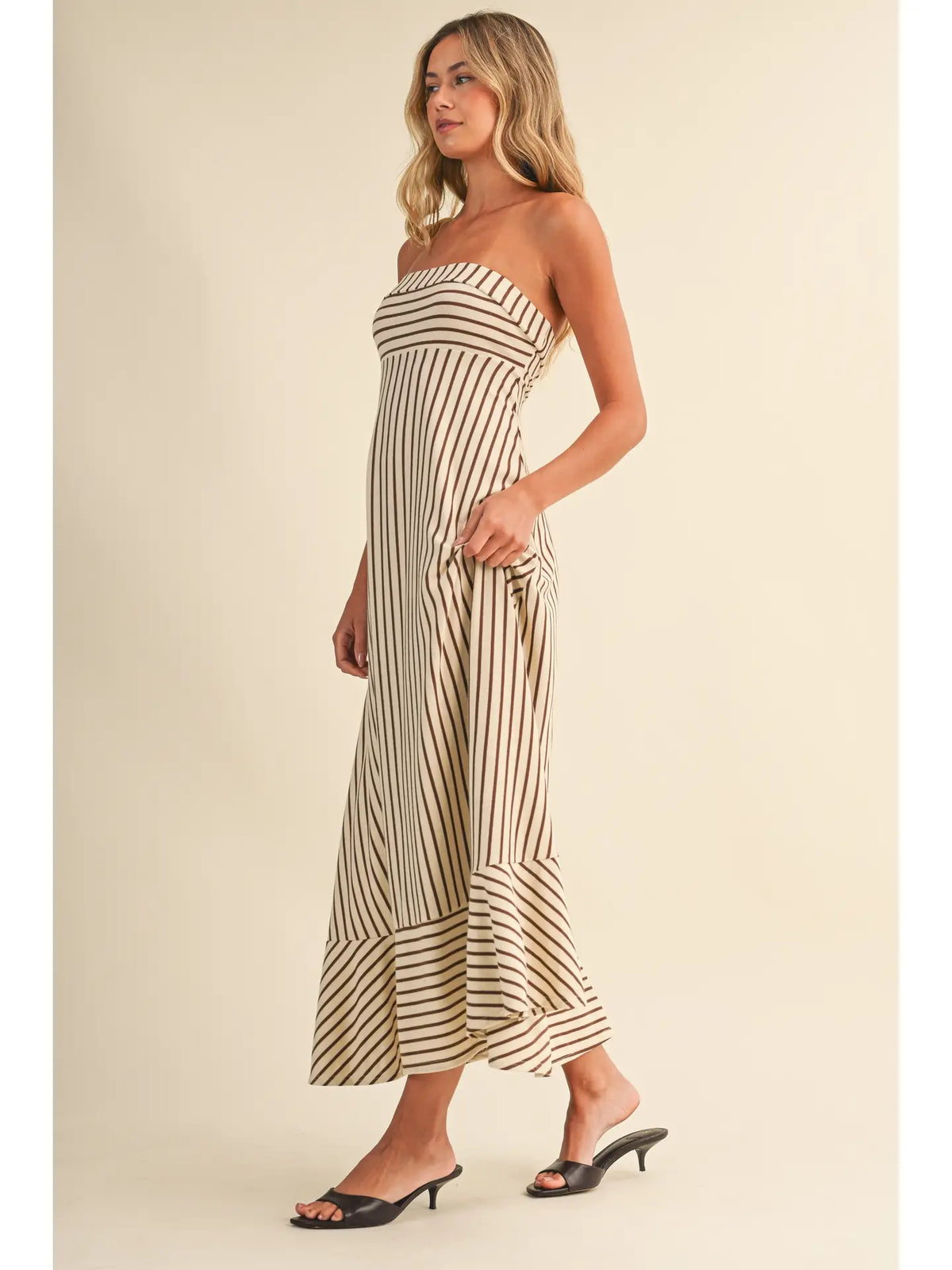 STRIPED COTTON JERSEY MAXI DRESS