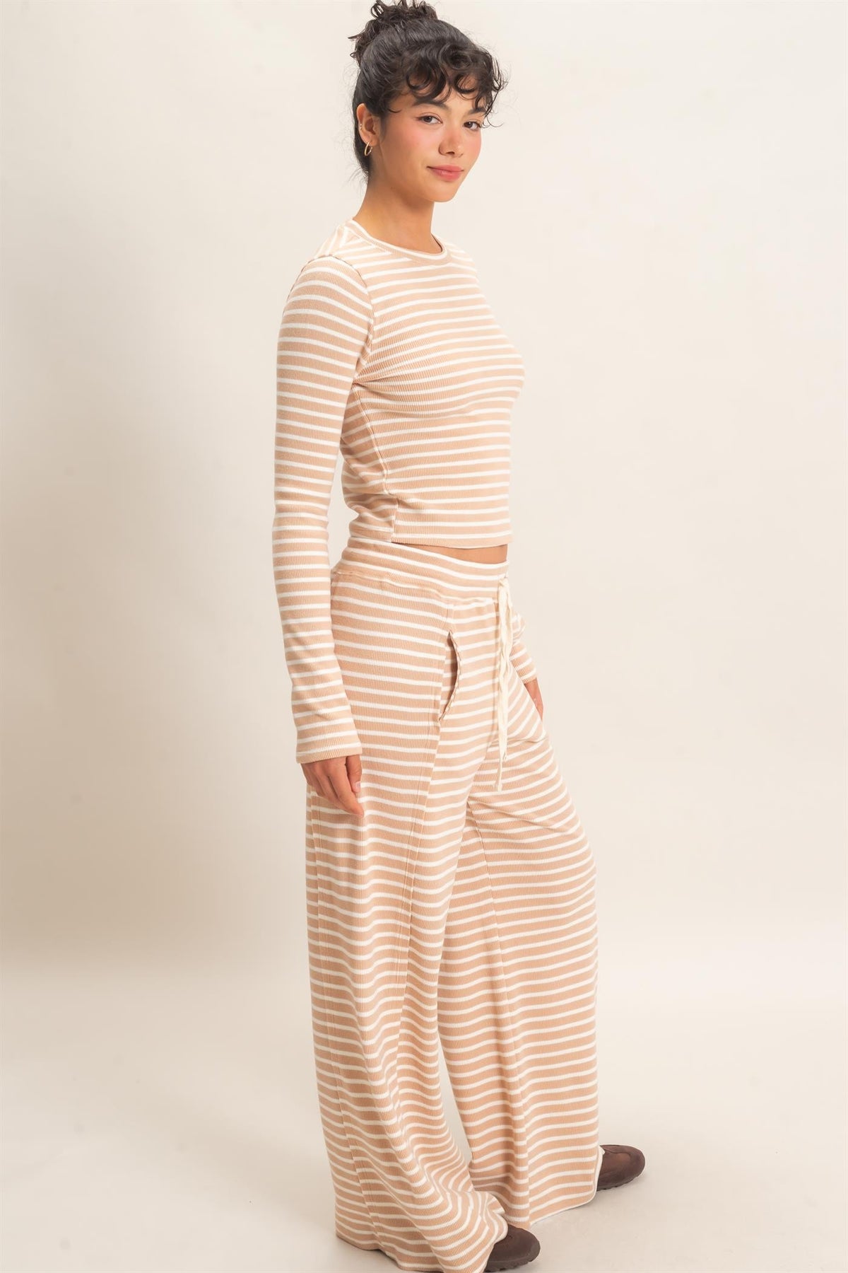STRIPED WAFFLE PANTS SET