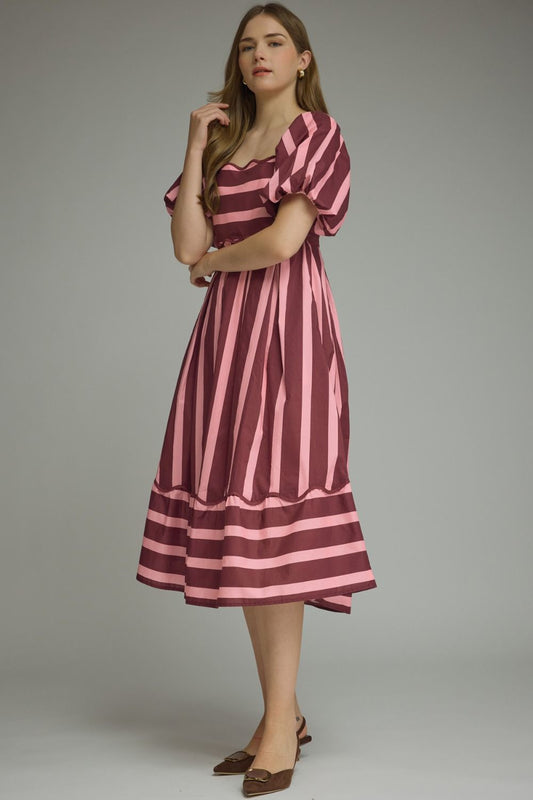 TWO TONE STRIPE MIDI