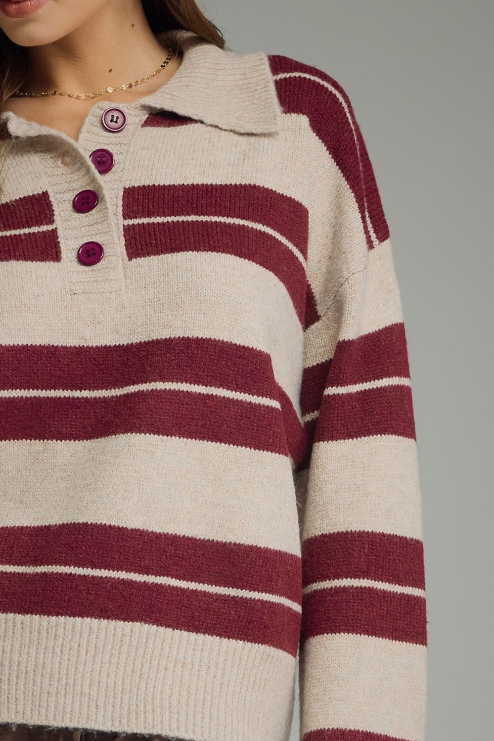 WINE STRIPED SWEATER