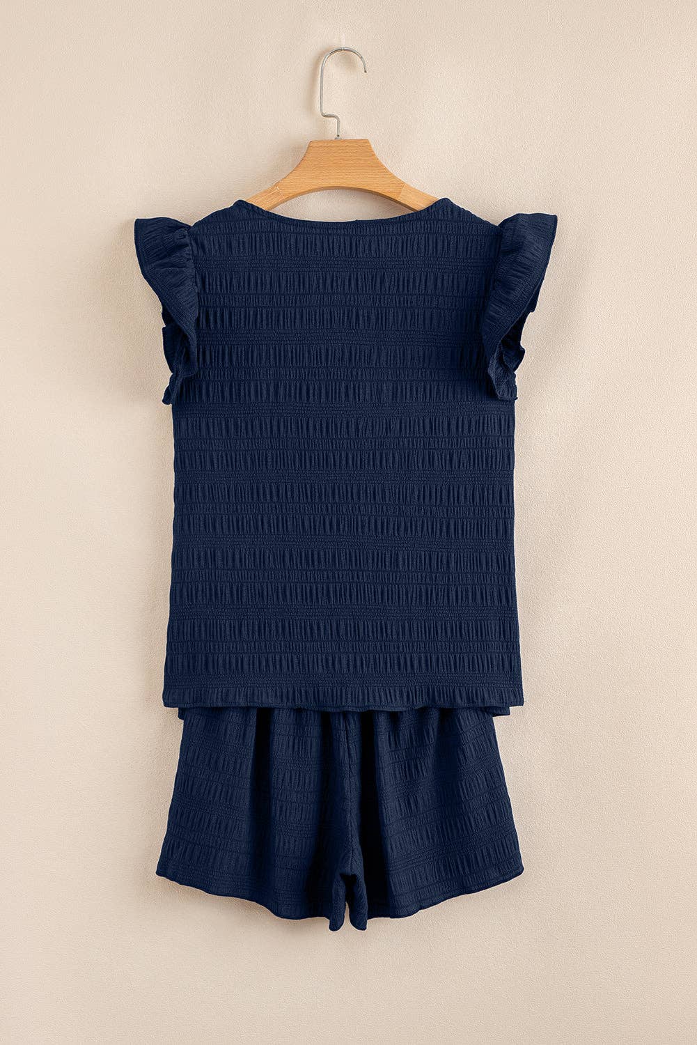 Textured Square Neck Top & Shorts Set