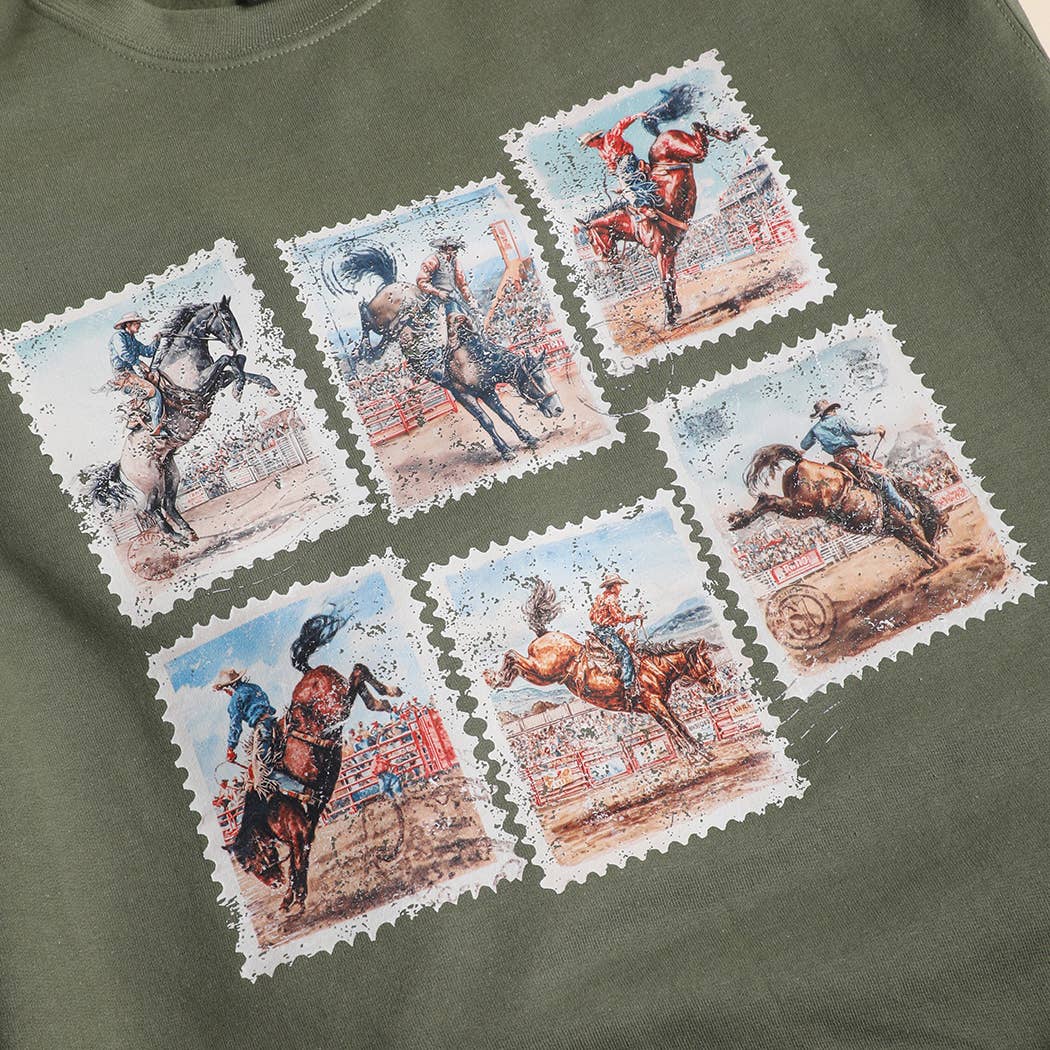 Rodeo Cowboy Postage Stamps Heavyweight Sweatshirt
