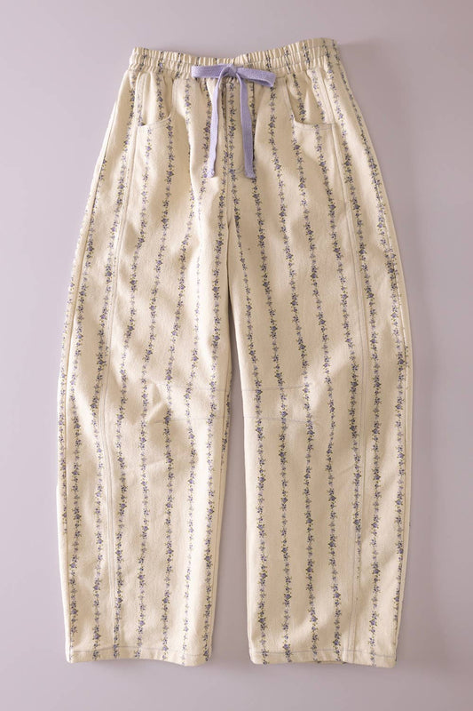 Floral Print Barrel Pants