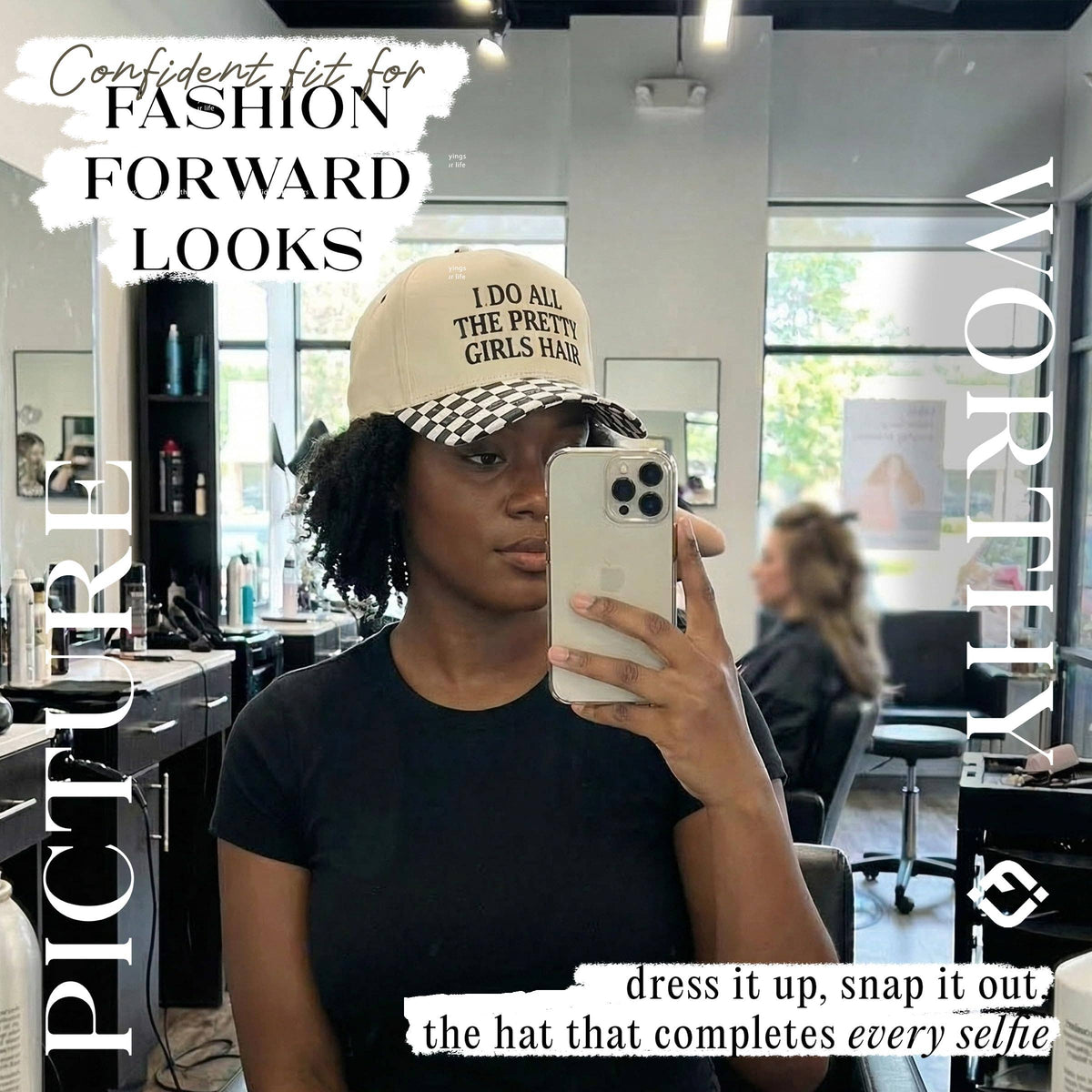 2 Tone Cap: I Do All the Pretty Girls Hair - Checker Print
