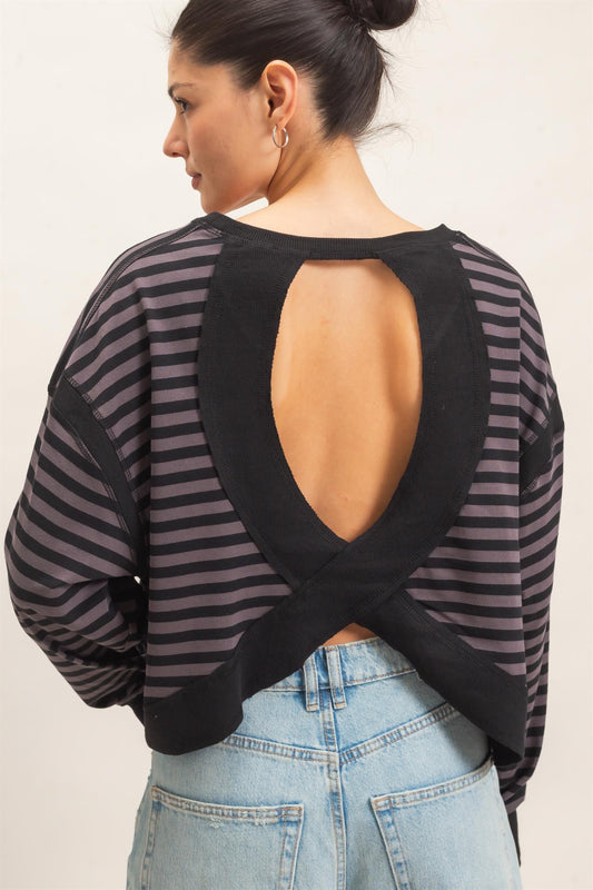 STRIPED OPEN BACK TOP