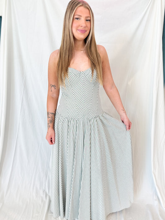STRIPE CORSET MAXI DRESS