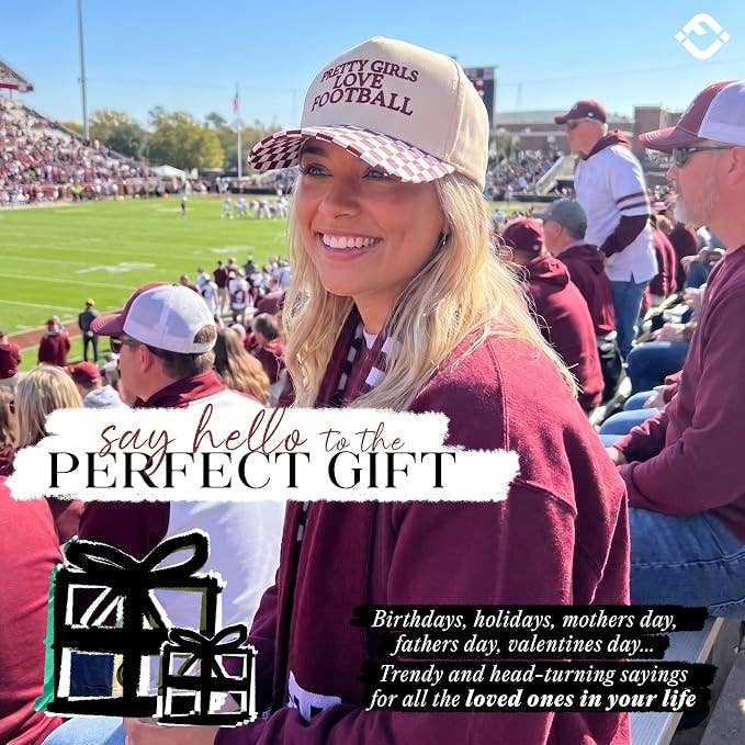 2-Tone Cap - Pretty Girls Love Football - Checker Print