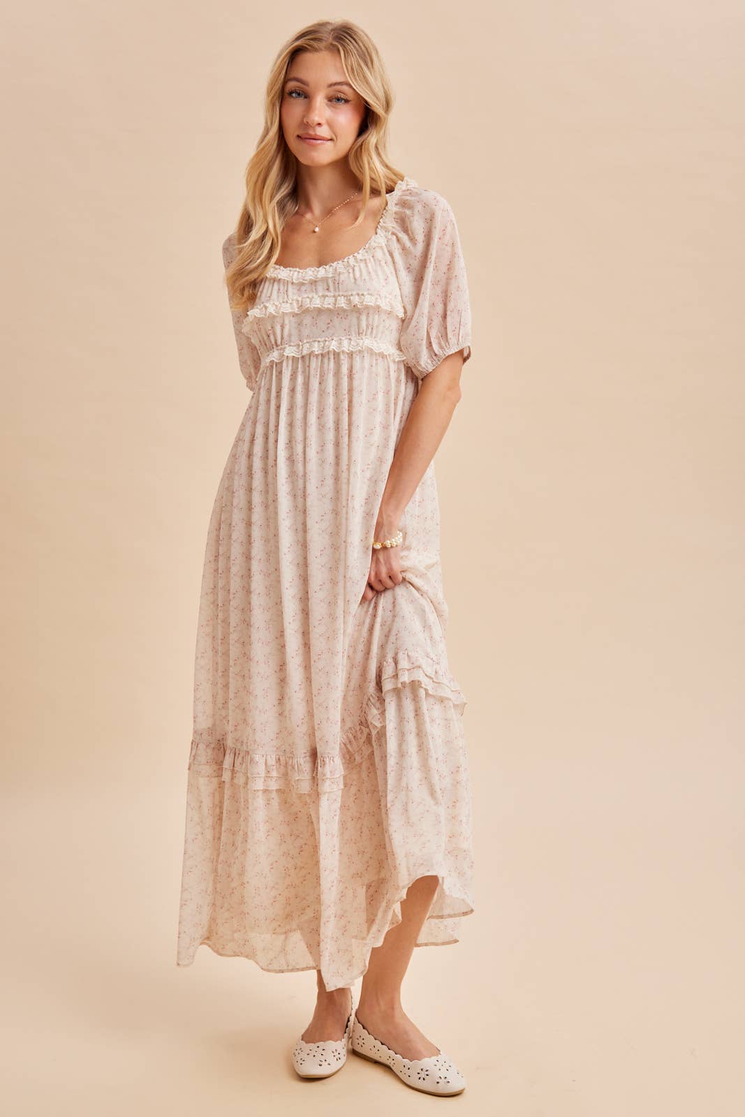 FLORAL RUFFLED MAXI DRESS