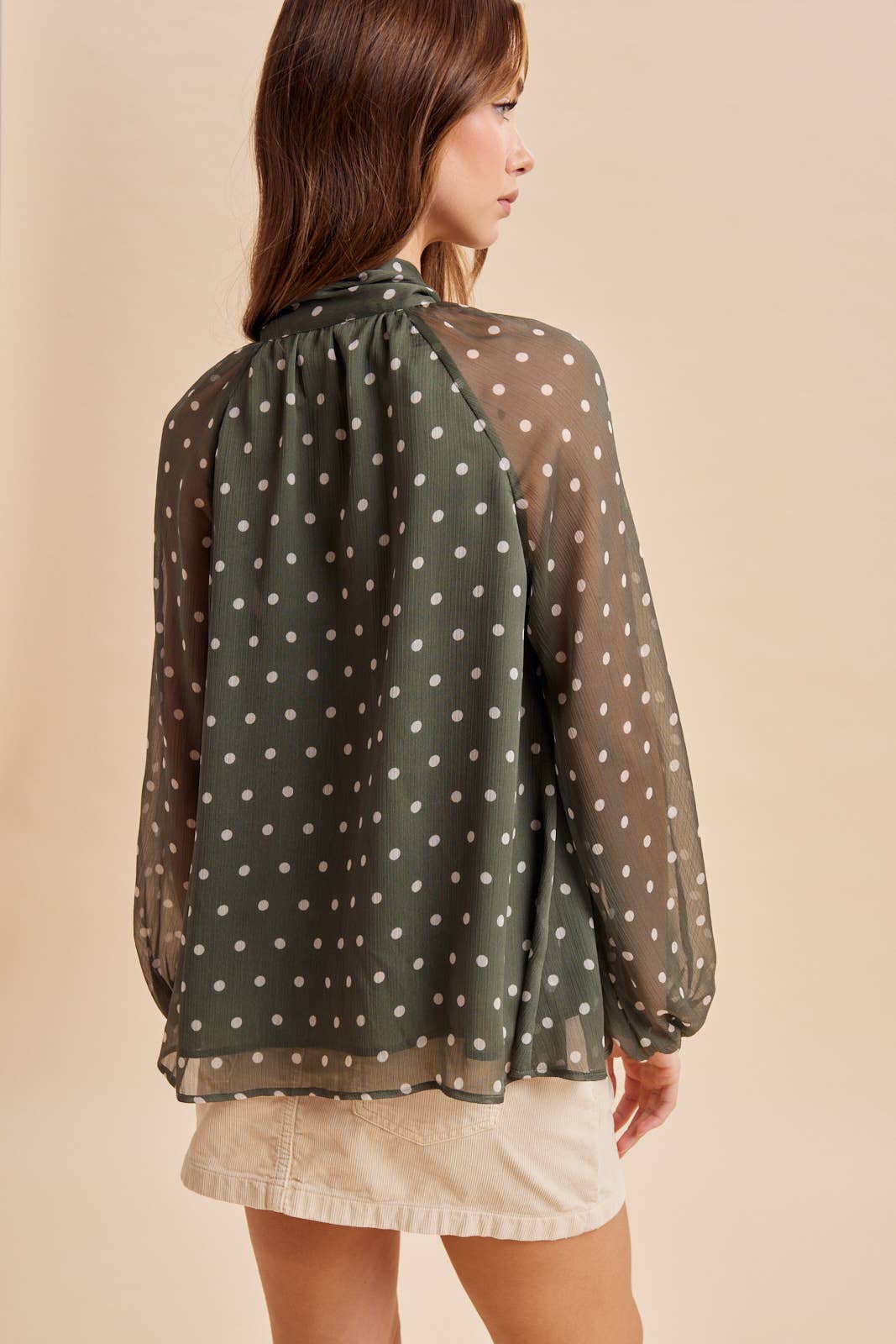 POLKA DOT TIE NECK BLOUSE