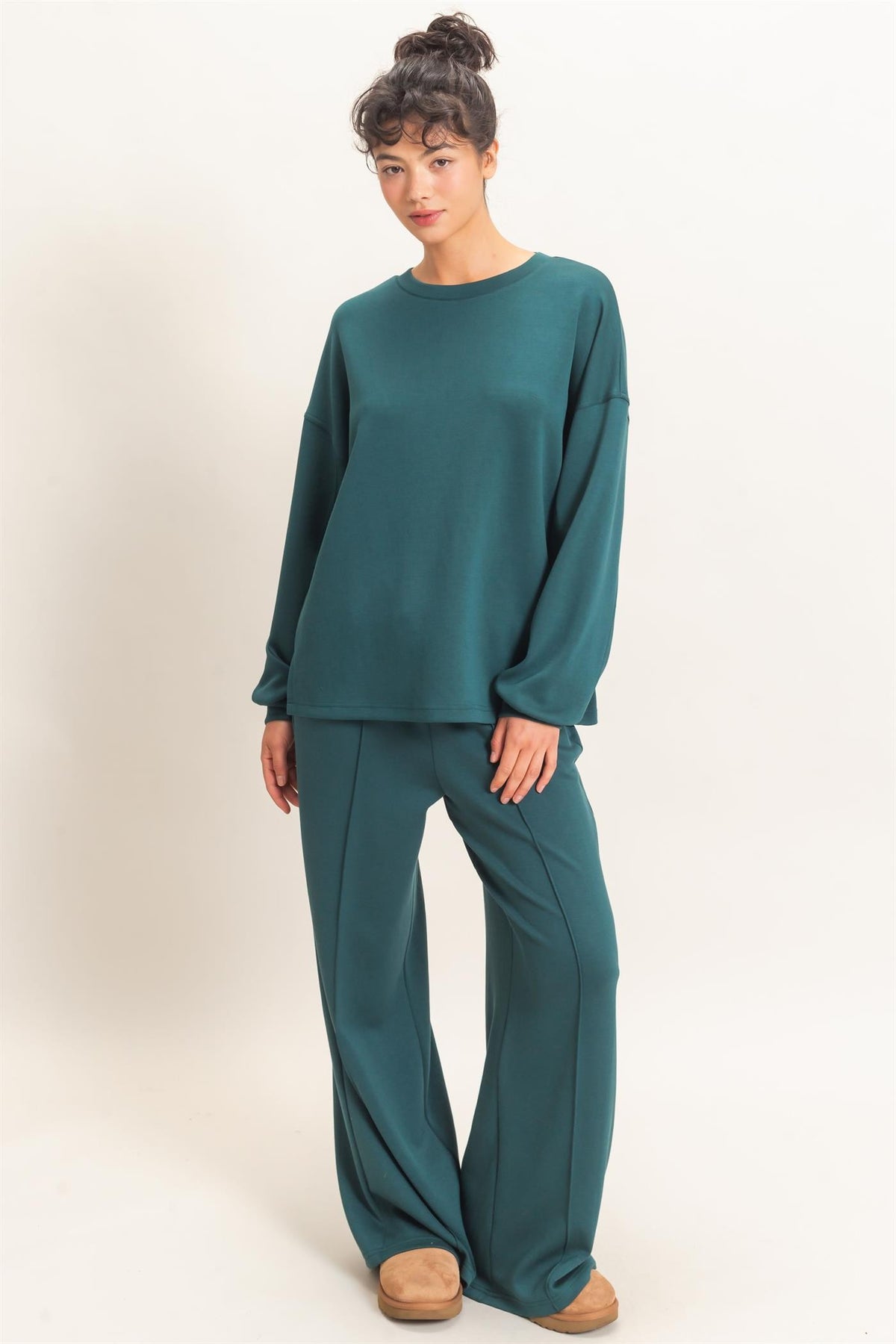 PINTUCK WIDE LEG PANTS