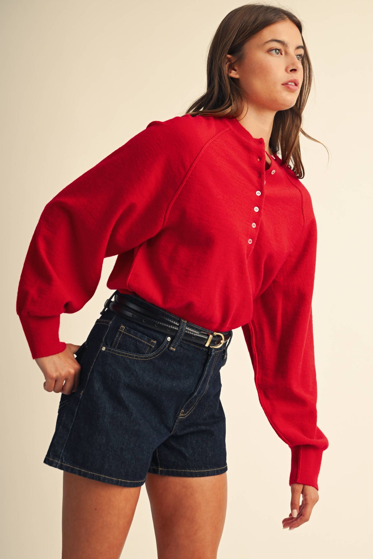 Luxe Knit Henley Pullover Sweater