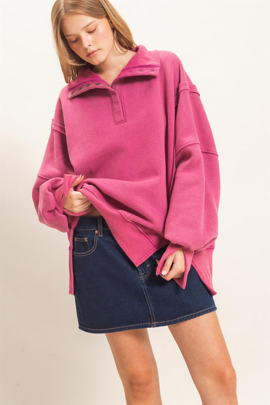 MINERAL SNAP COLLAR SWEATER