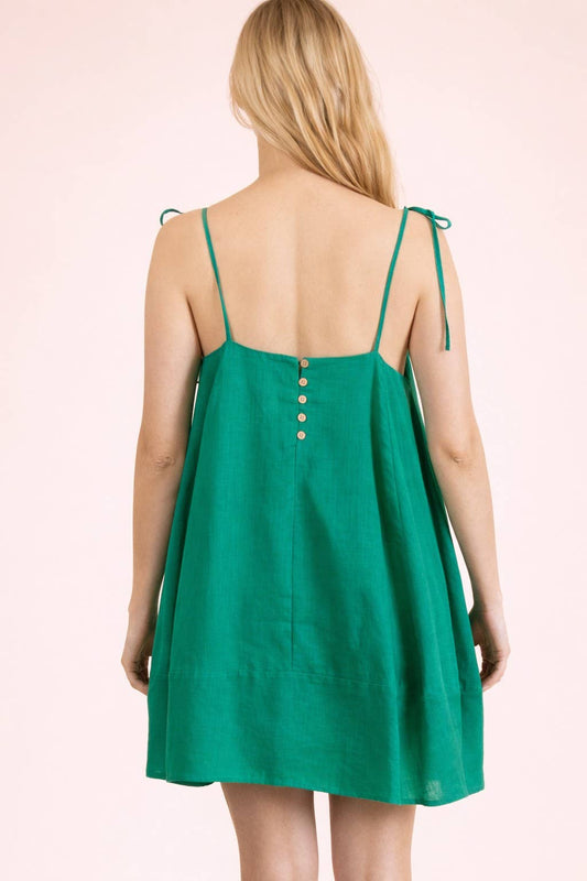 Back Button Down Detail Mini Dress
