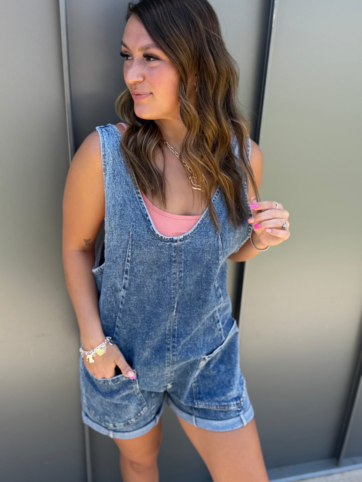 Oversized Denim Romper