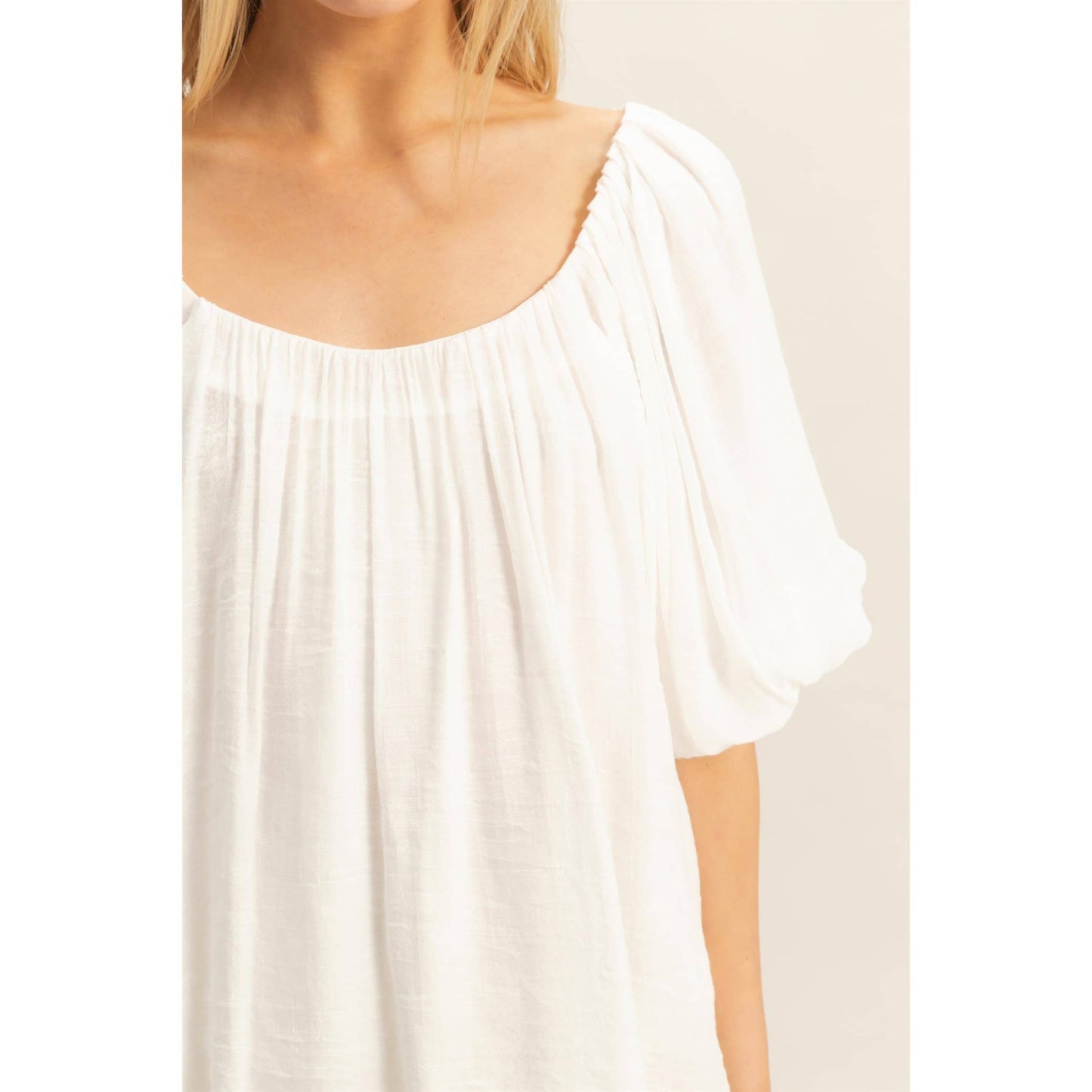 Gathered Puff Sleeve Blouse