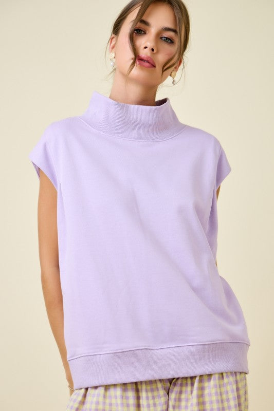 Sleeveless Oversized Mock Neck