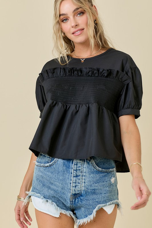 Poplin Ruffle Blouse