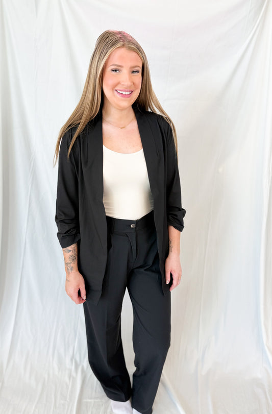 HIGH WAIST PLEATED WIDE LEG DRESS PANTS