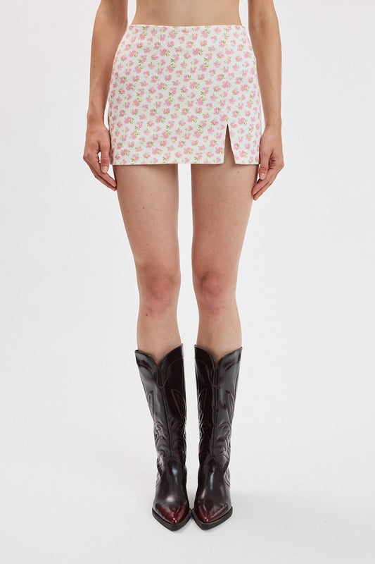 FLORAL SIDE SLIT MINI SKORT