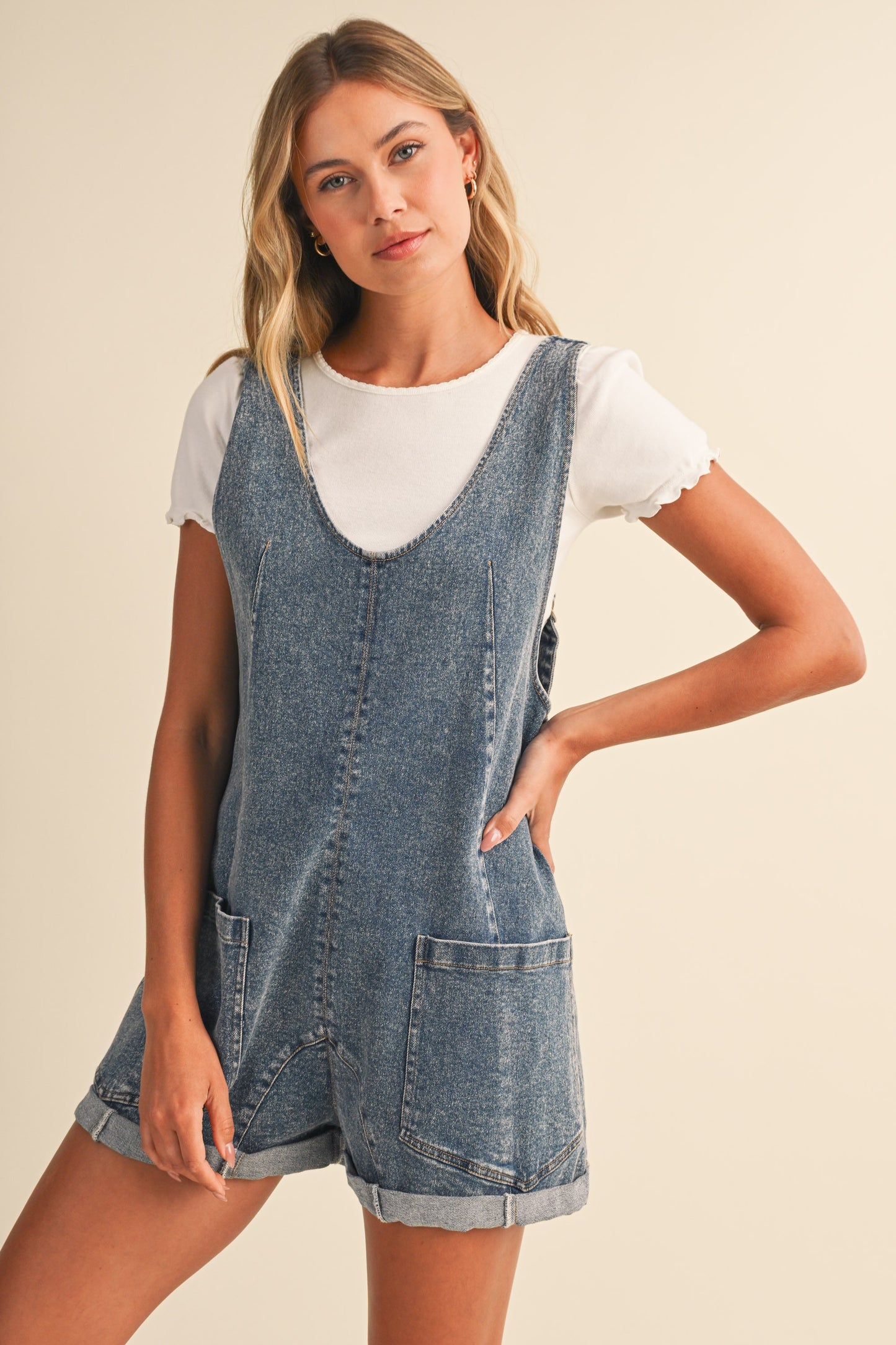 Oversized Denim Romper