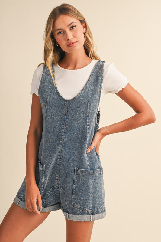 Oversized Denim Romper