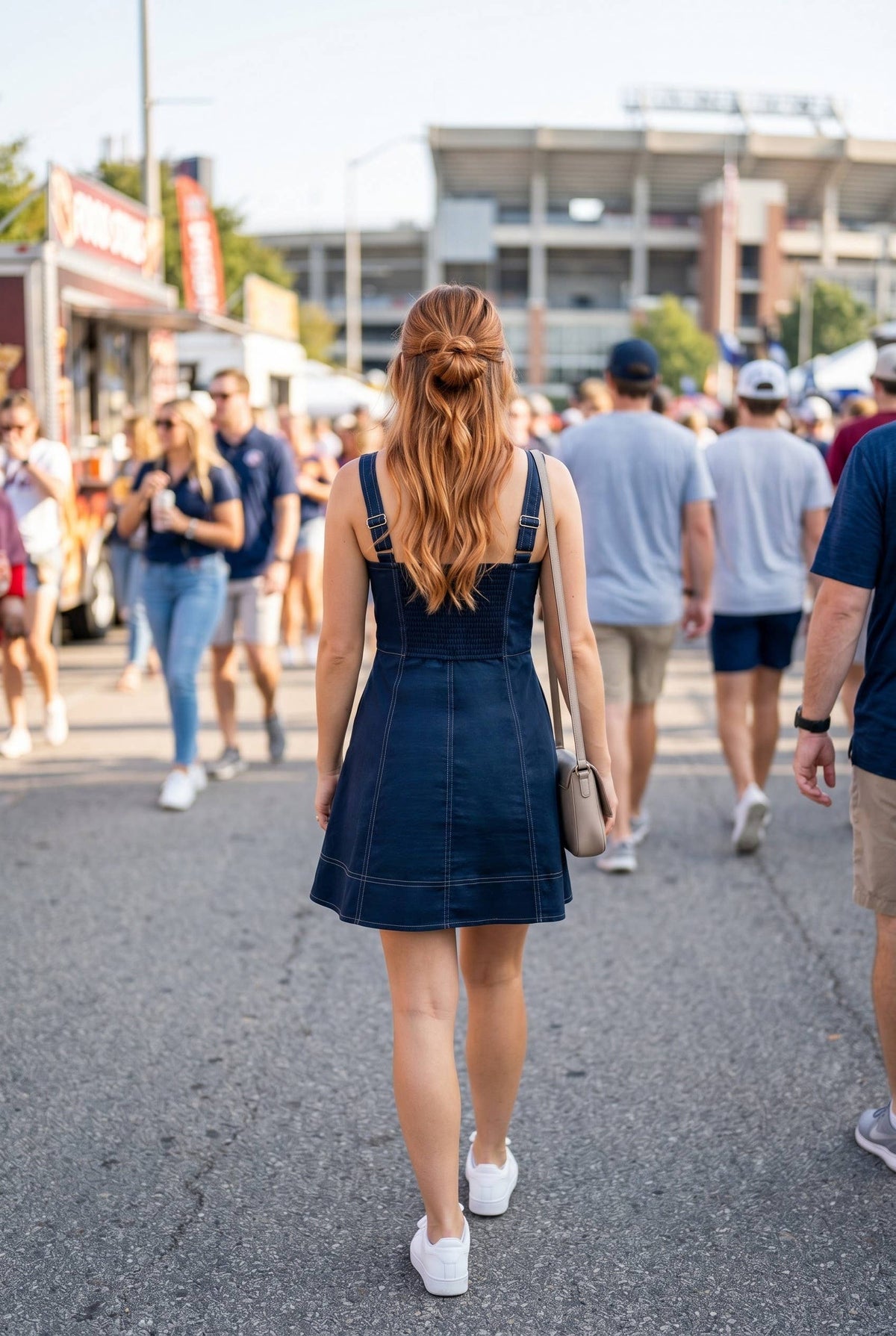 Pleated bust A-line mini dress