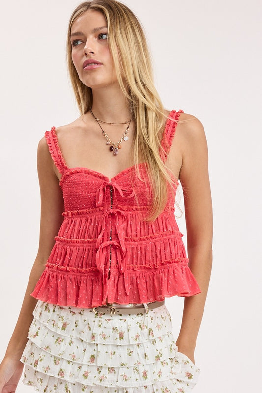 Clip Dot Ruffle Top
