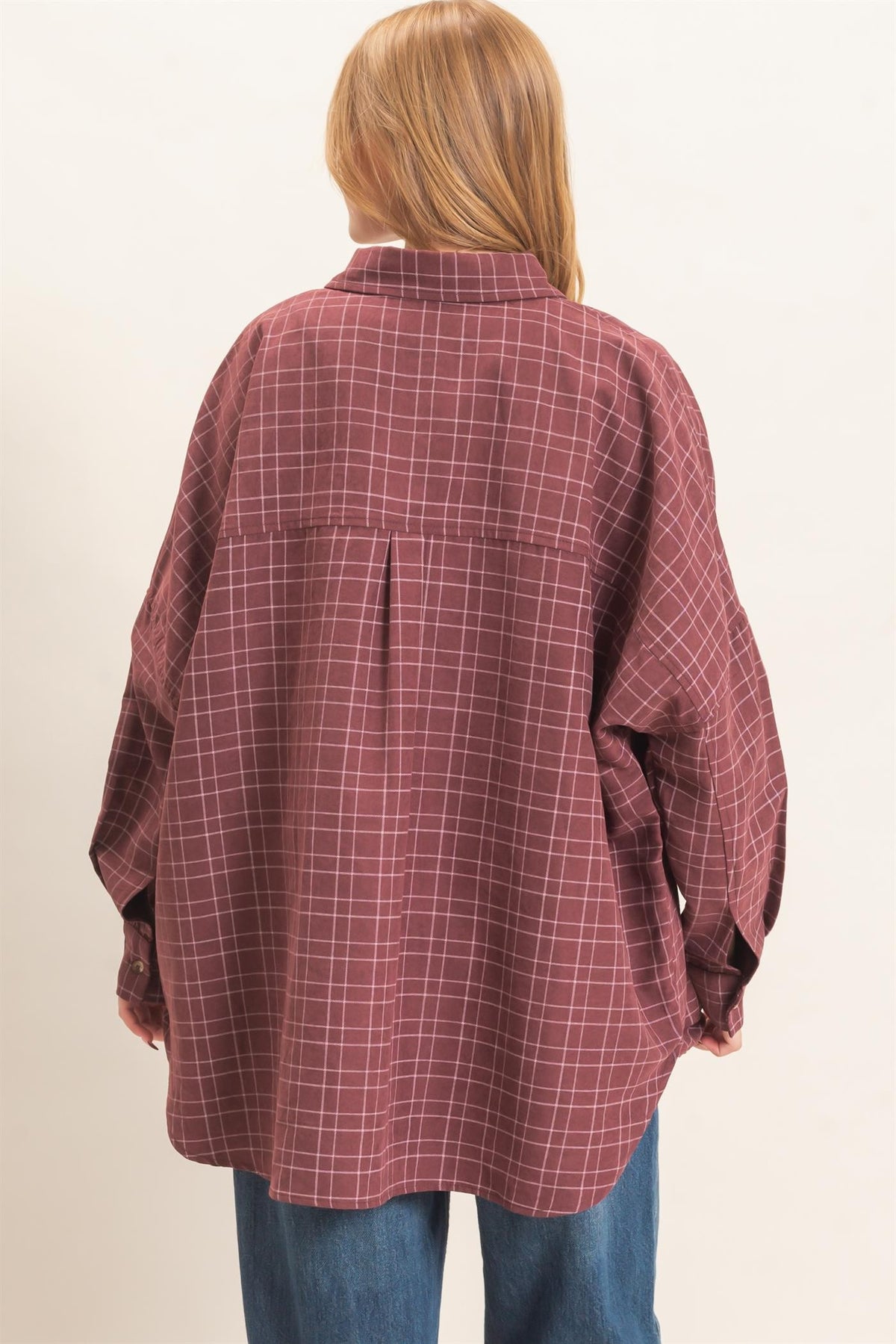 OVERSIZED PLAID BUTTON UP