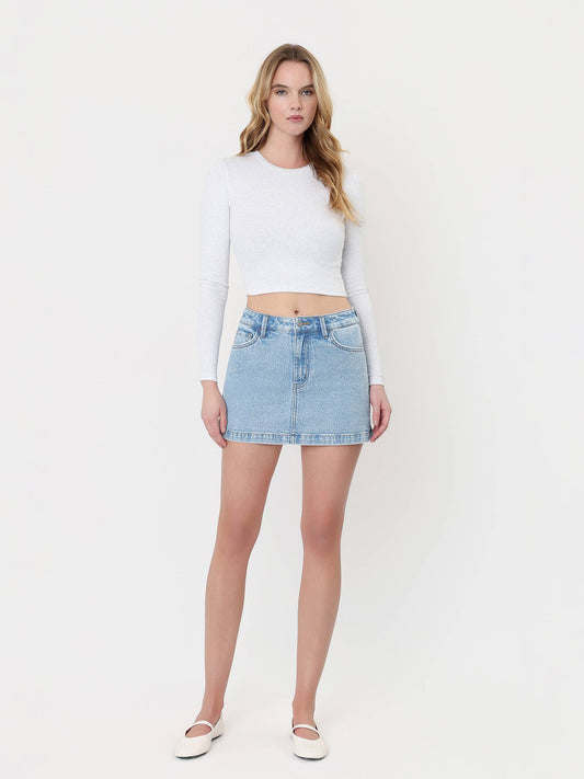 VERVET HIGH RISE LIGHT WASH DENIM SKORT